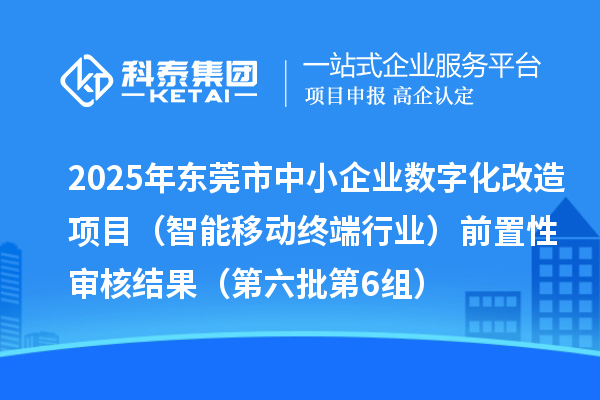 2025年?yáng)|莞市中小企業(yè)數(shù)字化改造項(xiàng)目（智能移動(dòng)終端行業(yè)）前置性審核結(jié)果（第六批第6組）
