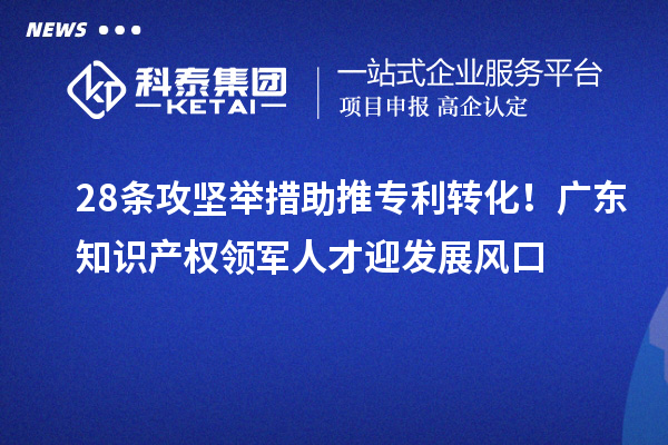 28條攻堅舉措助推專利轉(zhuǎn)化！廣東知識產(chǎn)權(quán)領(lǐng)軍人才迎發(fā)展風(fēng)口