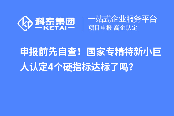 申報(bào)前先自查！國(guó)家專精特新小巨人認(rèn)定4個(gè)硬指標(biāo)達(dá)標(biāo)了嗎？