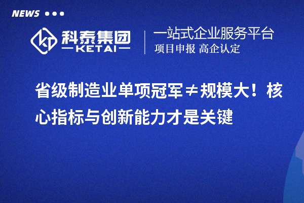 省級制造業(yè)單項冠軍≠規(guī)模大！核心指標(biāo)與創(chuàng)新能力才是關(guān)鍵