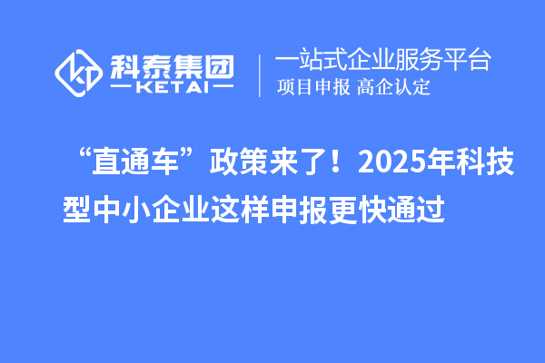 “直通車”政策來了！2025年科技型中小企業(yè)這樣申報更快通過