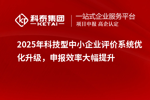 2025年科技型中小企業(yè)評(píng)價(jià)系統(tǒng)優(yōu)化升級(jí)，申報(bào)效率大幅提升
