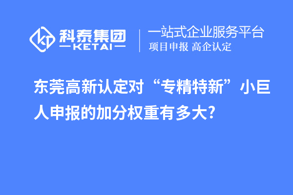東莞高新認(rèn)定對“專精特新”小巨人申報的加分權(quán)重有多大?