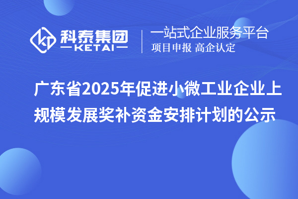 廣東省2025年促進(jìn)小微工業(yè)企業(yè)上規(guī)模發(fā)展獎(jiǎng)補(bǔ)資金安排計(jì)劃的公示