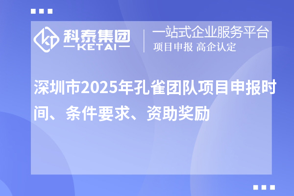 深圳市2025年孔雀團隊項目申報時間、條件要求、資助獎勵