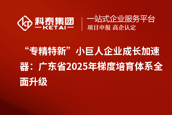 “專精特新”小巨人企業(yè)成長加速器：廣東省2025年梯度培育體系全面升級(jí)