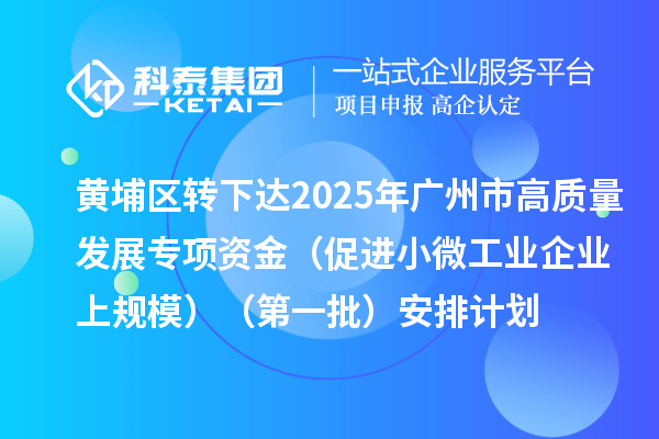 黃埔區(qū)轉(zhuǎn)下達(dá)2025年廣州市促進(jìn)工業(yè)和信息化產(chǎn)業(yè)高質(zhì)量發(fā)展專項(xiàng)資金（促進(jìn)小微工業(yè)企業(yè)上規(guī)模）（第一批）安排計(jì)劃