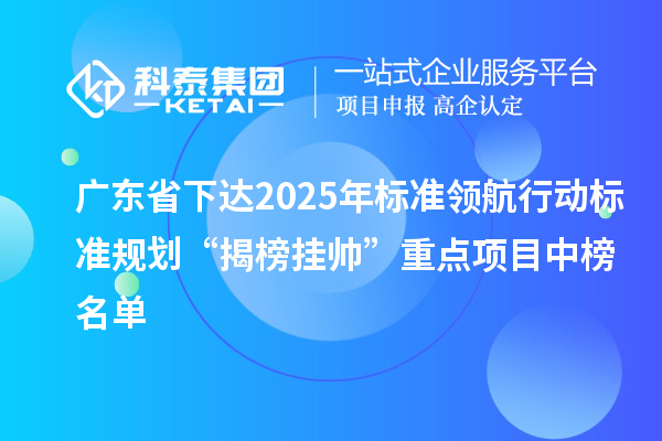 廣東省下達(dá)2025年標(biāo)準(zhǔn)領(lǐng)航行動(dòng)標(biāo)準(zhǔn)規(guī)劃“揭榜掛帥”重點(diǎn)項(xiàng)目中榜名單