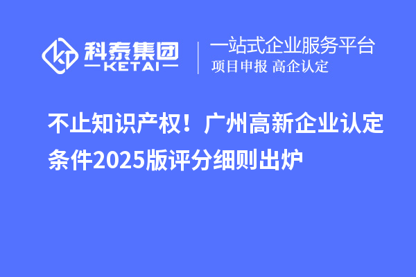 不止知識產(chǎn)權！廣州高新企業(yè)認定條件2025版評分細則出爐