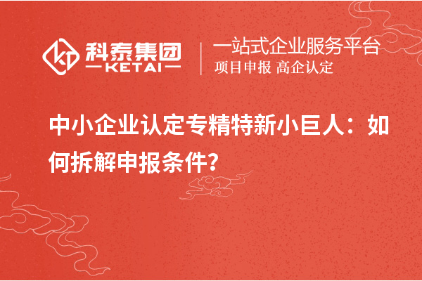中小企業(yè)認(rèn)定專精特新小巨人：如何拆解申報(bào)條件？