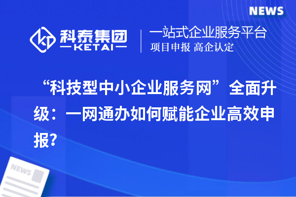 “科技型中小企業(yè)服務(wù)網(wǎng)”全面升級：一網(wǎng)通辦如何賦能企業(yè)高效申報？