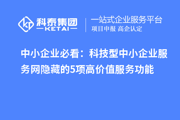 中小企業(yè)必看：科技型中小企業(yè)服務(wù)網(wǎng)隱藏的5項(xiàng)高價(jià)值服務(wù)功能