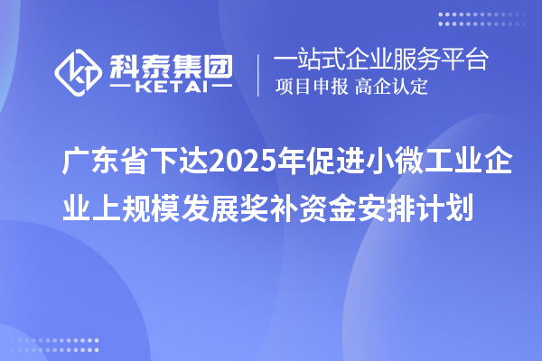 廣東省下達(dá)2025年促進(jìn)小微工業(yè)企業(yè)上規(guī)模發(fā)展獎補(bǔ)資金安排計劃