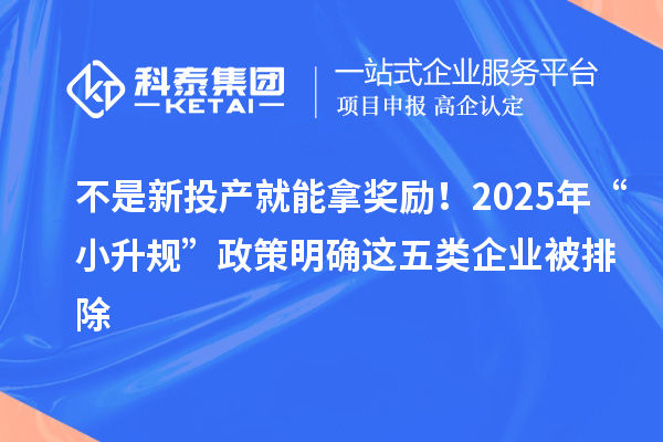 不是新投產(chǎn)就能拿獎(jiǎng)勵(lì)！2025年“小升規(guī)”政策明確這五類企業(yè)被排除