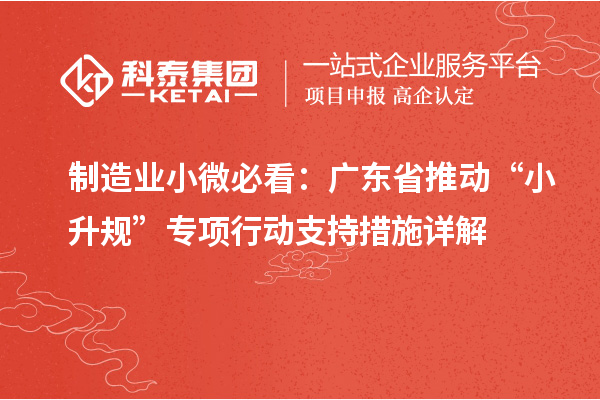制造業(yè)小微必看：廣東省推動“小升規(guī)”專項(xiàng)行動支持措施詳解