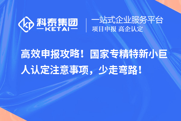 高效申報攻略！國家專精特新小巨人認定注意事項，少走彎路！