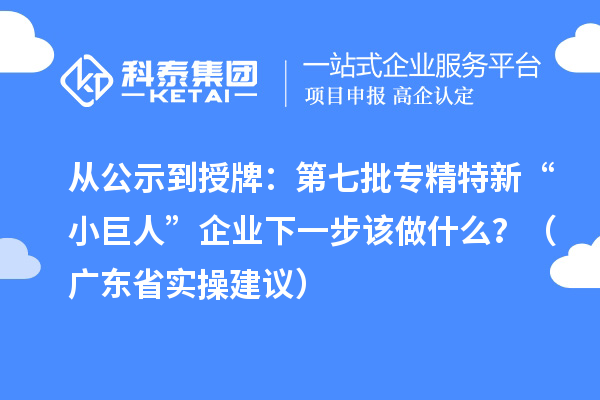 從公示到授牌：第七批專精特新“小巨人”企業(yè)下一步該做什么？（廣東省實(shí)操建議）