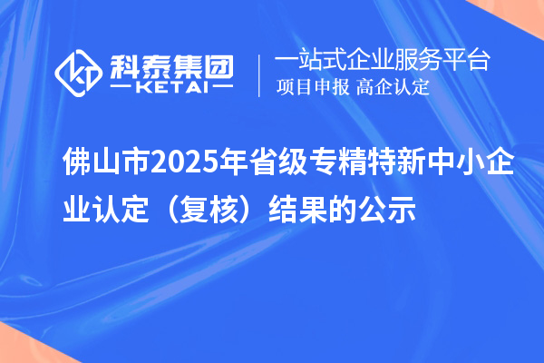 佛山市2025年省級(jí)專精特新中小企業(yè)認(rèn)定(復(fù)核)結(jié)果的公示