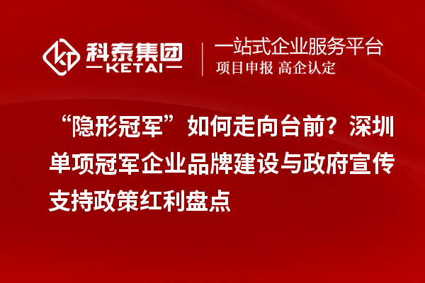 “隱形冠軍”如何走向臺(tái)前？深圳單項(xiàng)冠軍企業(yè)品牌建設(shè)與政府宣傳支持政策紅利盤點(diǎn)
