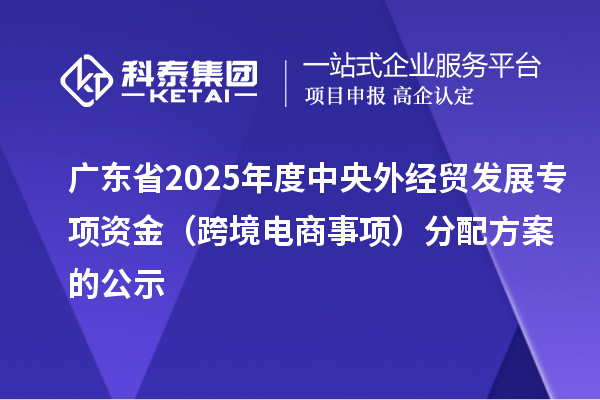 廣東省2025年度中央外經(jīng)貿(mào)發(fā)展專項(xiàng)資金（跨境電商事項(xiàng)）分配方案的公示