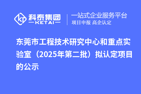 東莞市工程技術(shù)研究中心和重點(diǎn)實(shí)驗(yàn)室（2025年第二批）擬認(rèn)定項(xiàng)目的公示