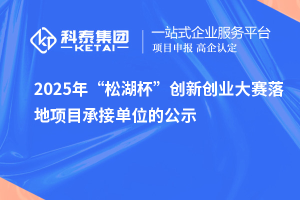 2025年“松湖杯”創(chuàng)新創(chuàng)業(yè)大賽落地項目承接單位的公示