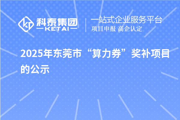 2025年東莞市“算力券”獎補項目的公示