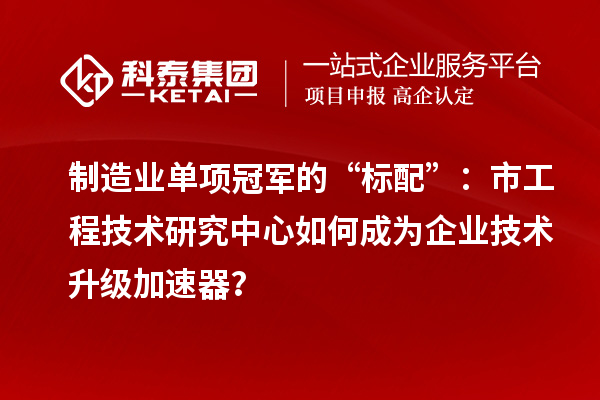 制造業(yè)單項冠軍的“標配”：市工程技術研究中心如何成為企業(yè)技術升級加速器？