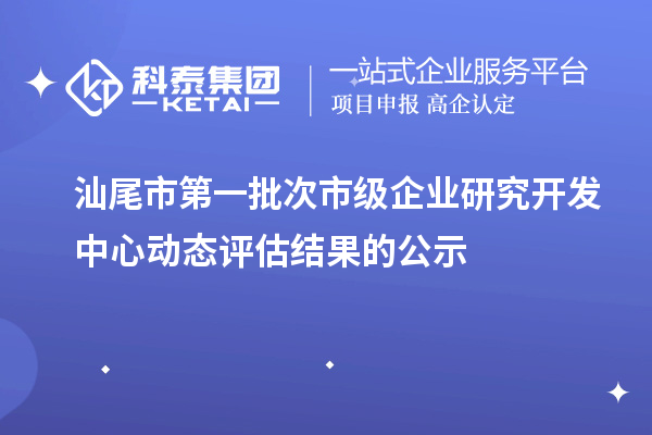 汕尾市第一批次市級企業(yè)研究開發(fā)中心動態(tài)評估結果的公示