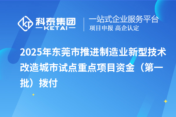 2025年?yáng)|莞市推進(jìn)制造業(yè)新型技術(shù)改造城市試點(diǎn)重點(diǎn)項(xiàng)目資金(第一批)撥付