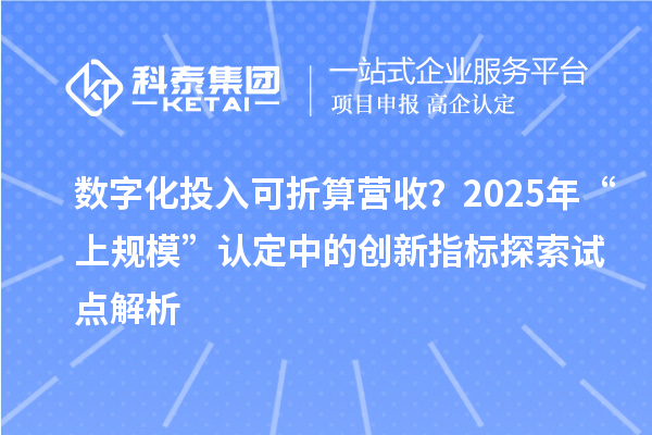 數(shù)字化投入可折算營(yíng)收？2025年“上規(guī)?！闭J(rèn)定中的創(chuàng)新指標(biāo)探索試點(diǎn)解析