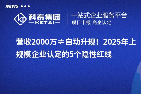 營(yíng)收2000萬(wàn)≠自動(dòng)升規(guī)！2025年上規(guī)模企業(yè)認(rèn)定的5個(gè)隱性紅線(xiàn)