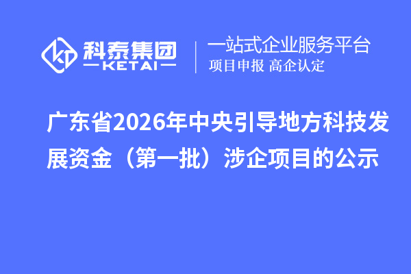 廣東省2026年中央引導(dǎo)地方科技發(fā)展資金（第一批）涉企項(xiàng)目的公示