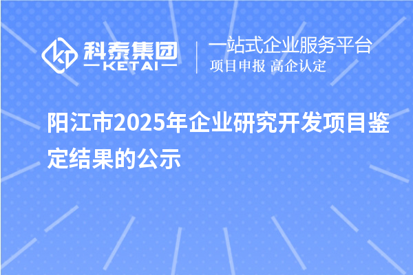 陽(yáng)江市2025年企業(yè)研究開(kāi)發(fā)項(xiàng)目鑒定結(jié)果的公示