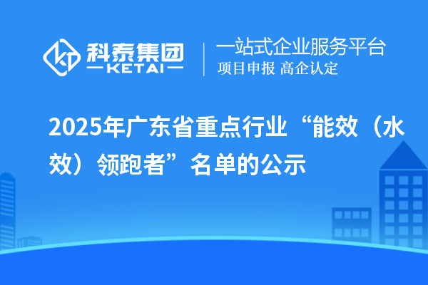 2025年廣東省重點行業(yè)“能效(水效)領(lǐng)跑者”名單的公示