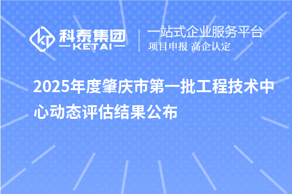 2025年度肇慶市第一批工程技術(shù)中心動態(tài)評估結(jié)果公布